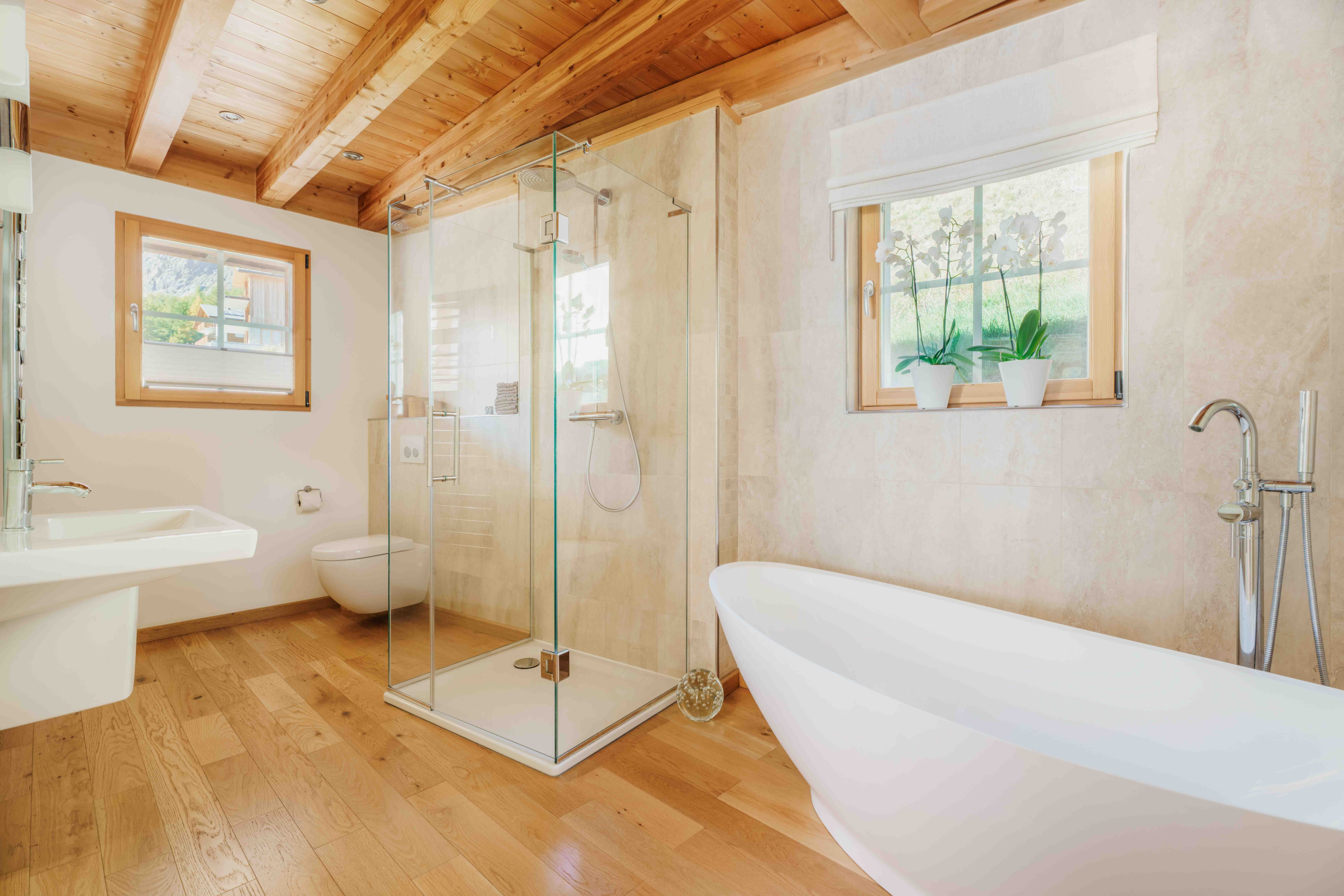 Bathroom with freestanding bath